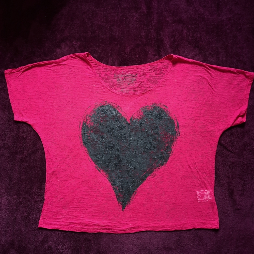 Rocker Girl M (Juniors) Pink Semi-Sheer Crop Top